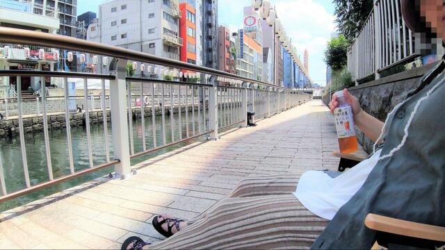 【ワークマン 燃え広がりにくいキャンピングチェア】道頓堀川でチェアリング