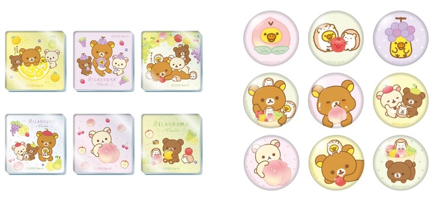 左：アクリルマグネット（ランダム6種）　500円、右：缶バッジ（ランダム9種）　400円