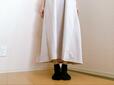 【WORKMAN レディースドライサイドシャーリングスリーブワンピース】身長155cm・Mサイズ着用。丈感は長めです