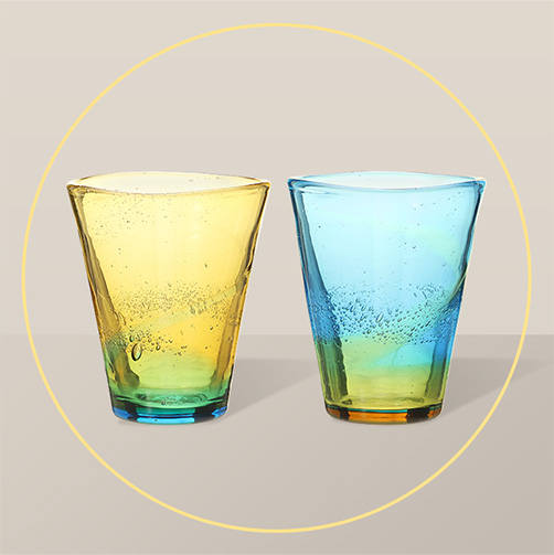 「JIMOTO Made+ 糸満 琉球グラス296ml陽/空」＜各¥6,400＞【スターバックス リザーブロースタリー 東京から「JIMOTO Made+」が登場】