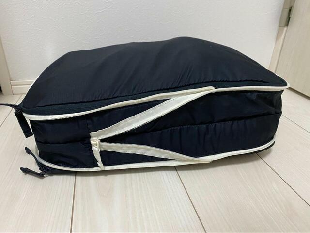 【無印良品 ポリエステル仕分けケース圧縮タイプ M】厚みのあるケースがあっという間に圧縮できます