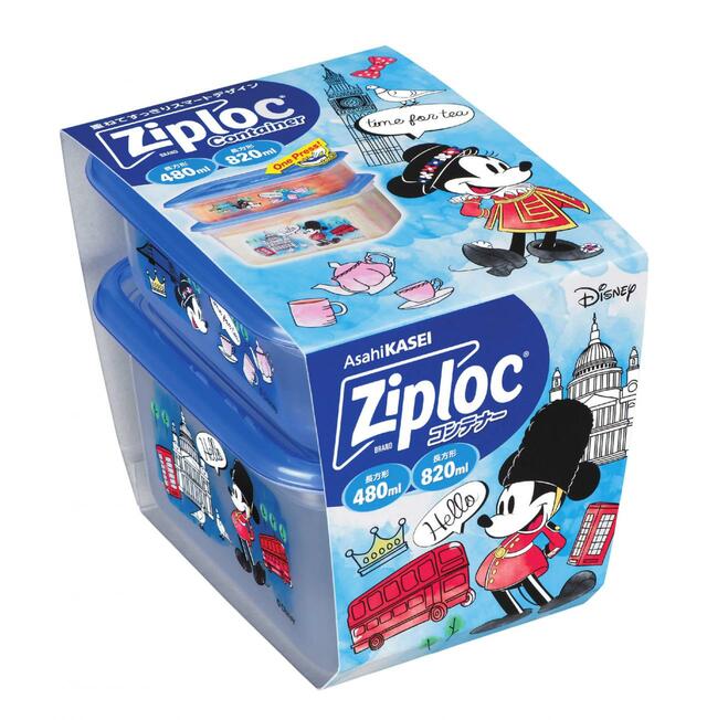 ジップロック コンテナー　長方形480ml&820ml 各1個入 ＜Disney＞ 24