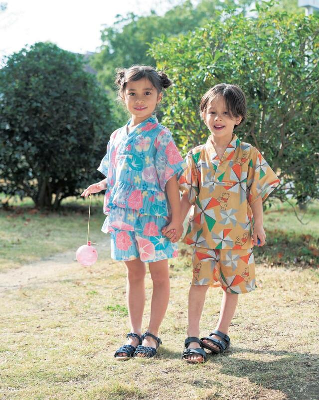 キッズダブルガーゼかぶりフリル甚平パジャマ(選べるキャラクター)|¥3 ,490 (税込)