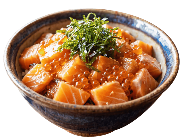 「サーモンとイクラ」<価格:1,680円(税込)>【“刺身食べ放題”で話題の『漁港食堂 秦野店』がリニューアルオープン!海鮮丼・定食・海鮮だし茶漬けなど、さらにメニューが充実!】