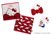 <HELLO KITTY>タオルハンカチ フェイス/リボン 1,650円(税込)/<HELLO KITTY>バンスクリップ リボン/ボディ 2,970円(税込)
