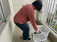 【ニトリ　腰楽ランドリーバスケット 収納式スタンド付き】以前のバスケットと違ってかがまなくて良いので、腰への負担が圧倒的に違います！