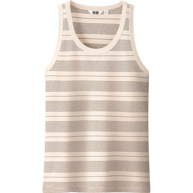 フィットボーダークルーネックタンクトップ　オフホワイト