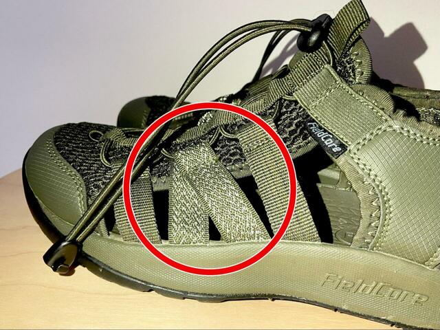 【ワークマン フィールドサンダルアドバンス】夜間の視認性を高める反射材が付いているのも嬉しいポイント◎