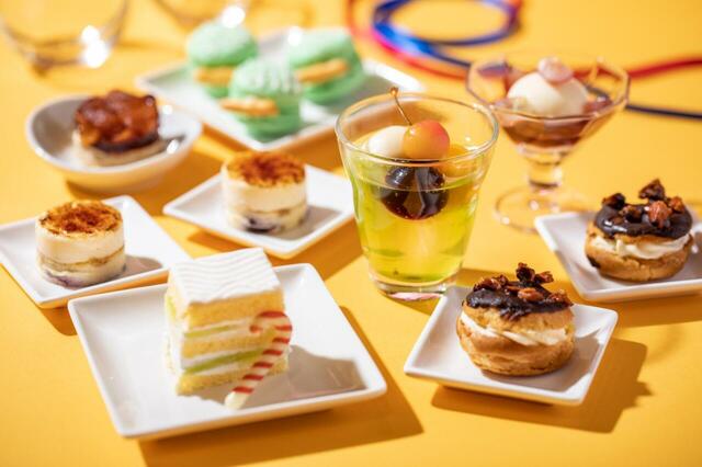 「スイーツビュッフェ（イメージ）」＜期間：2024年7月2日〜9月2日＞【カラフルなメロンソーダやピーチのタルトも！サーカスがテーマの“POPなスイーツビュッフェ”で優雅なランチ】