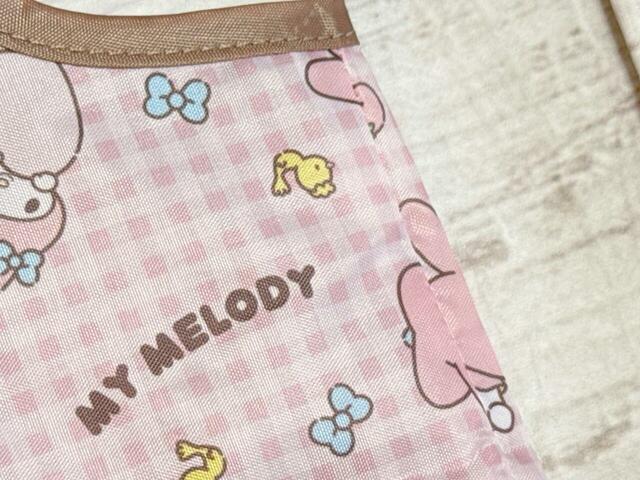 【しまむら ショッピングバッグ（マイメロディ）】素材はポリエステル。厚手で丈夫な生地です