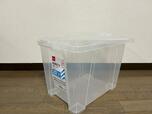 ダイソー【収納BOX（透明・フタ付き） 20L】ガスボンベ12本が楽々収納できました！
