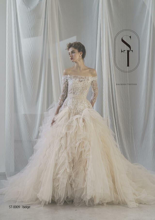 「ST」新作ウェディングドレス　ST-0009_Beige