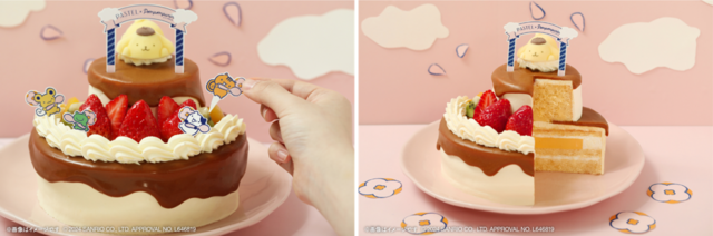 「ポムポムプリンの2段ケーキ」＜5,260円（税込5,680円）＞【「パステル×ポムポムプリン」コラボスイーツ】