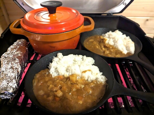 【シュガービーチ大洗】夕食のカレーを温めているところ