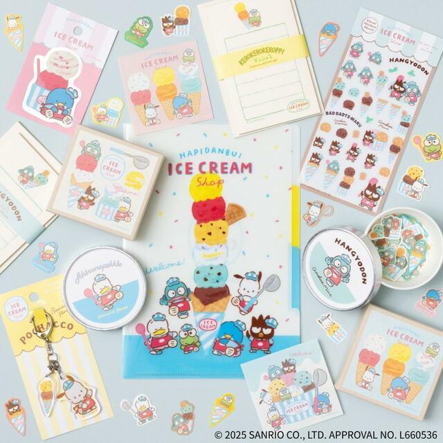 【はぴだんぶい×古川紙工 アイスクリームショップシリーズ】全57種類のアイテムがずらり!A5クリアファイルやアクリルキーホルダーなど定番グッズも♪