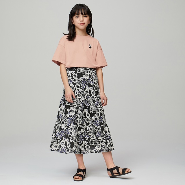 GIRLSグラフィックT(半袖)　GIRLSアロハプリントティアードスカート