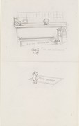 「おふろにはいるクリスロファー・ロビン」、『クマのプーさん』第1章、E.H.シェパード、鉛筆画、1926年、V&A所蔵