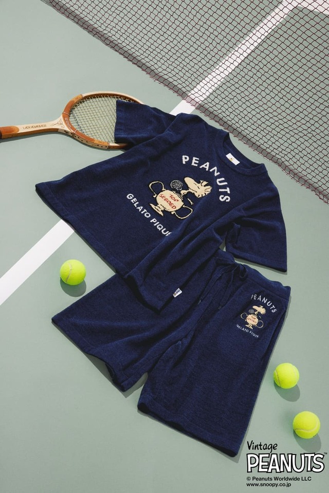 【PEANUTS】HOMME TENNIS ジャガードプルオーバー¥8,250、【PEANUTS】HOMME TENNIS ジャガードハーフパンツ¥7,920