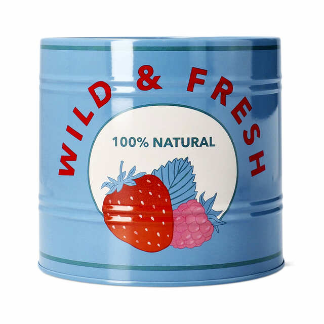 【フライングタイガー】収納缶（ストロベリー） 440円／高さ11cmで安定感あり。キッチン用具を入れても、インテリアに取り入れても◎