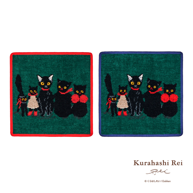 FEILER　ハンカチ　くろねこのなかのくろねこ　RED／NVY　size /W250×H250（mm）各¥2,970(税込)発売日：2025年12月1日(月)※フェイラーでのお取り扱いはございません。