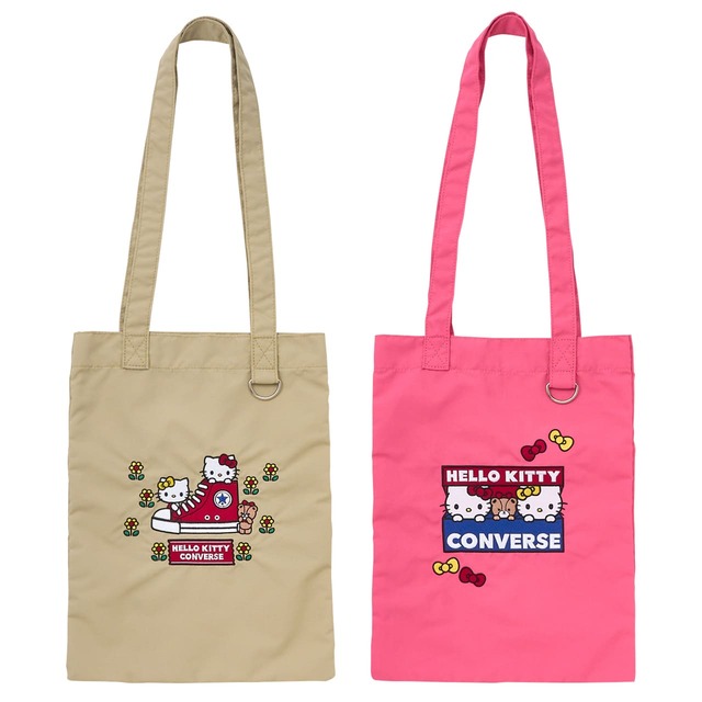 【CONVERSE×HELLO KITTY】ミニトート(ベージュ、ピンク) 各4,400円
