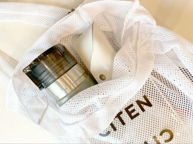 【CITEN　メッシュ＆クリア ロゴ トートバッグ】内部は中央に仕切りがあり、前後に荷物を分けて収納できます