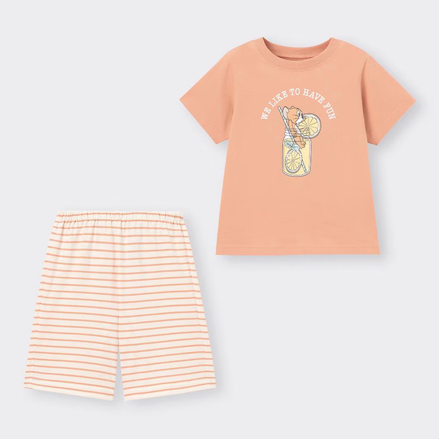 KIDS(男女兼用)コットンラウンジセット(半袖&ショートパンツ) ¥1,290｜GU「トムとジェリー」コレクション
