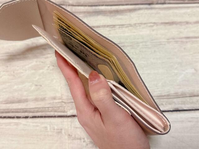 紙幣入れはお札をおらずに入れられるのがうれしいポイント！