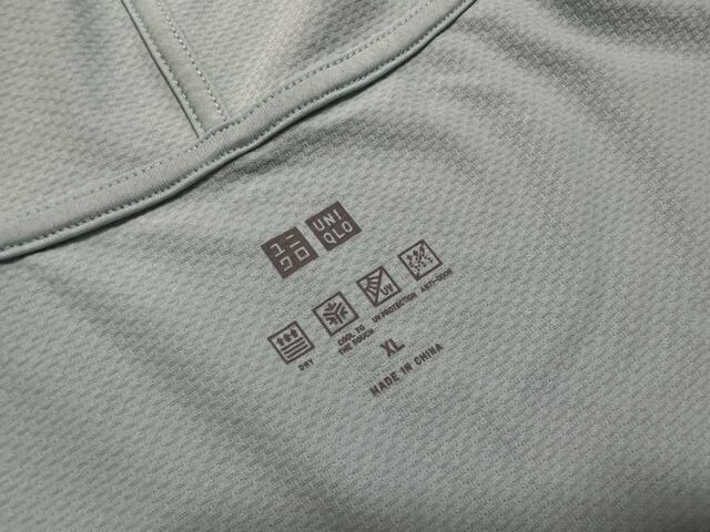 【ユニクロ エアリズムUVカットメッシュパーカ（長袖）】タグを切っても印刷されているので安心