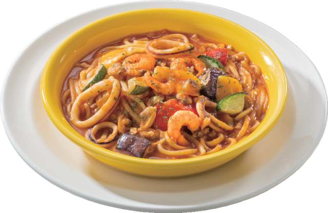 「シーフードトマトスープパスタ」＜価格：890円～990円（税込）＞【【ガスト】30品から3つのメニューが選べる！平日限定“神コスパメニュー”登場！新作パスタも見逃せない！】
