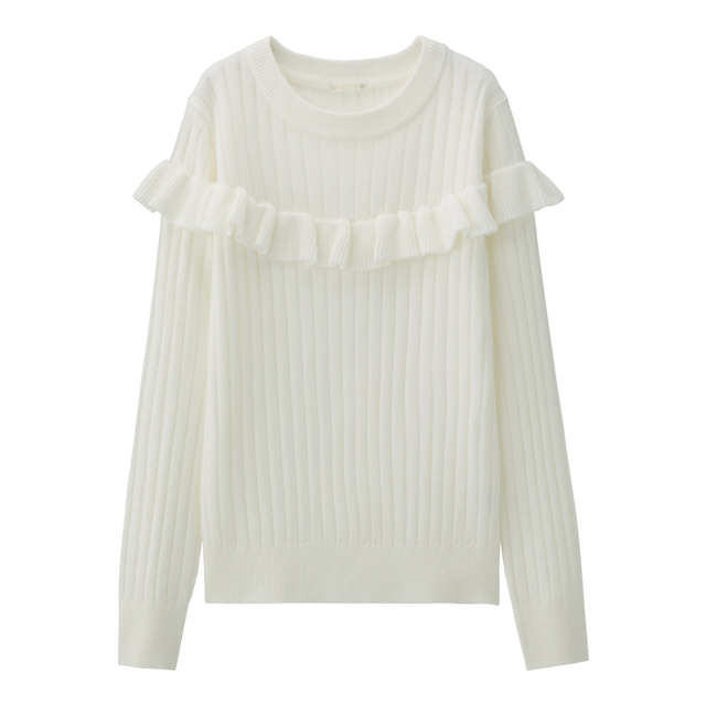 ワイドリブフリルセーター