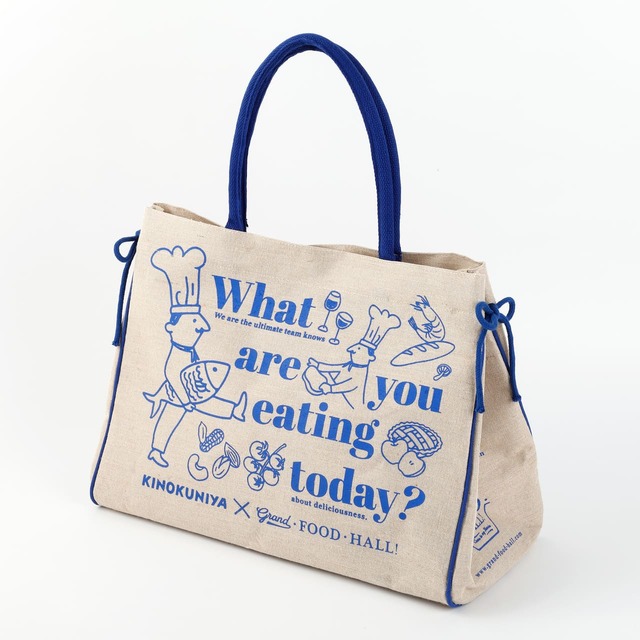 【紀ノ国屋「グランドフードホールコラボバッグ」ブルー Mサイズ】紀ノ国屋とグランドフードホールが共同で企画したコラボバッグ