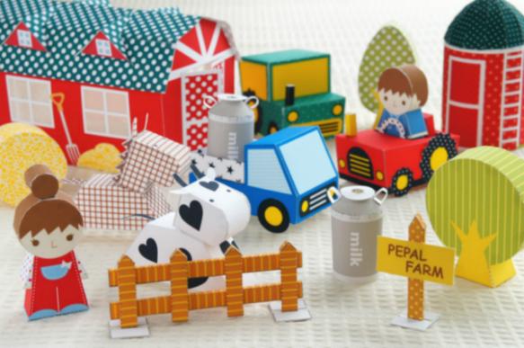 紙あそび製作所ペパル:きたのぼくじょう(外国の牧場)