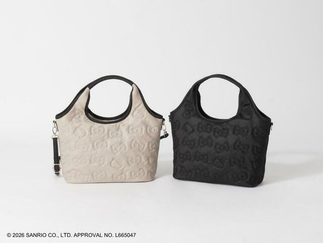 【ハローキティ】撥水キルトクリテトート価格：￥5,479（税込）カラー展開：ベージュ/ブラック