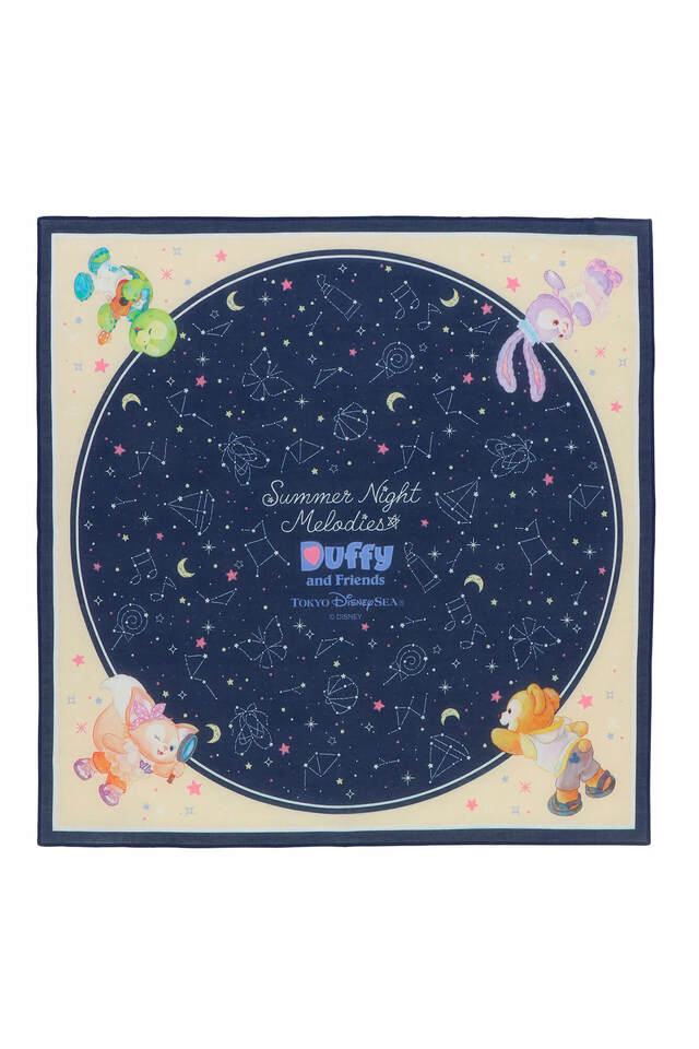 バンダナセット 2,200円｜サイズ：（1枚あたり）縦約53 ×横約53cm、2枚セット｜「ダッフィー＆フレンズのサマーナイト・メロディー」スペシャルグッズ｜東京ディズニーリゾート40周年“ドリームゴーラウンド”｜発売日：2023年7月3日（月）｜販売店舗：東京ディズニーシー「マクダックス・デパートメントストア」