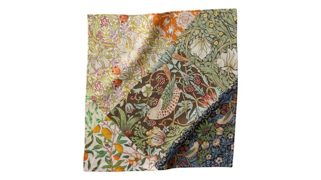 【Jubilee リネン100%ハンカチ ウィリアム・モリス柄】「パッチワーク」柄（02. Patchwork）