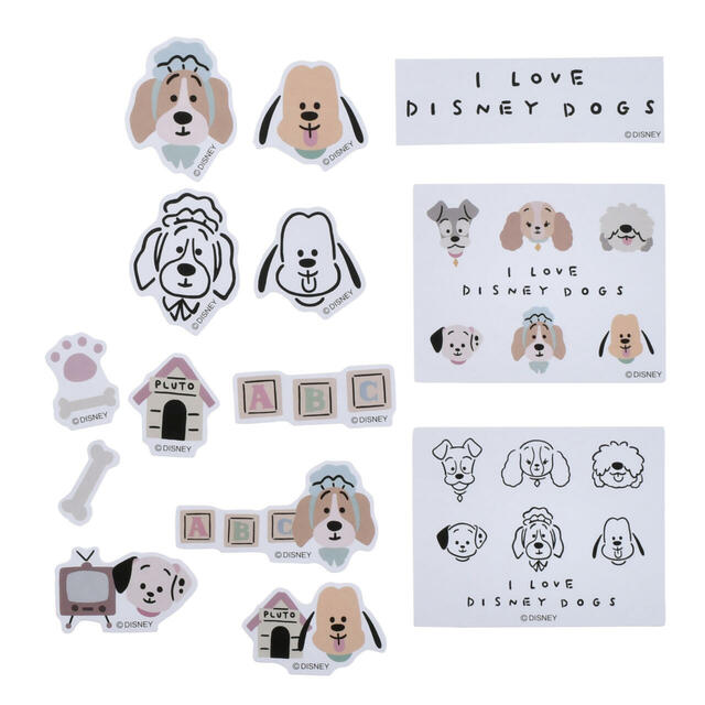 ディズニーキャラクター シール・ステッカー フレーク ケース入り ゆるかわ ディズニードッグ Sticker Collection 700円