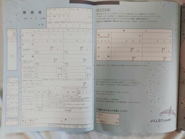 ジルスチュアートの爽やかなデザインをした婚姻届け付き