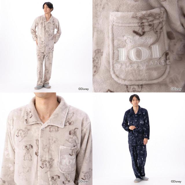 ディズニーキャラクター シャツパジャマ 101匹わんちゃんフランネルフリース総柄 メンズ