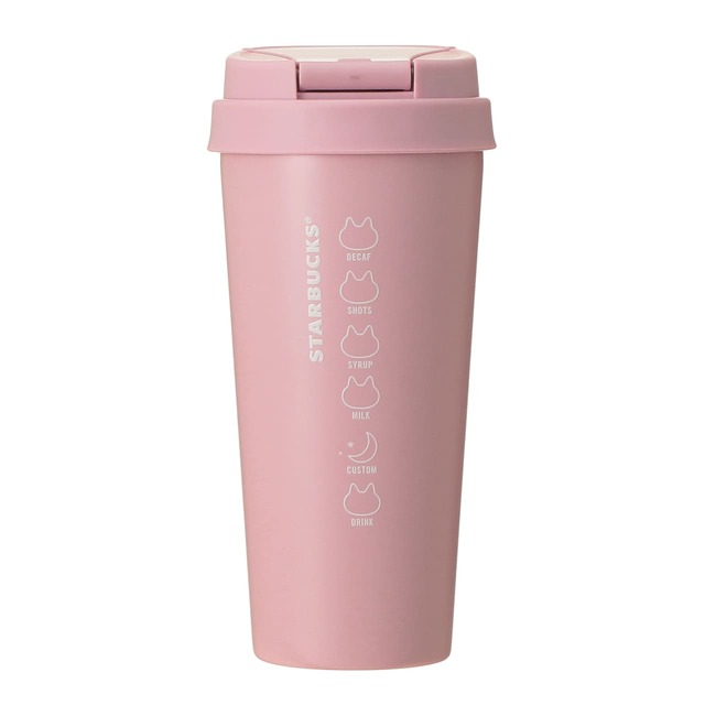 【スターバックス 2026ハロウィン】ハロウィン2026ステンレスTOGOボトルキャットライトピンク473ml　5,500円（税込み）／リッドにロック機能がある、スターバックスらしいカップ形状のステンレスボトル