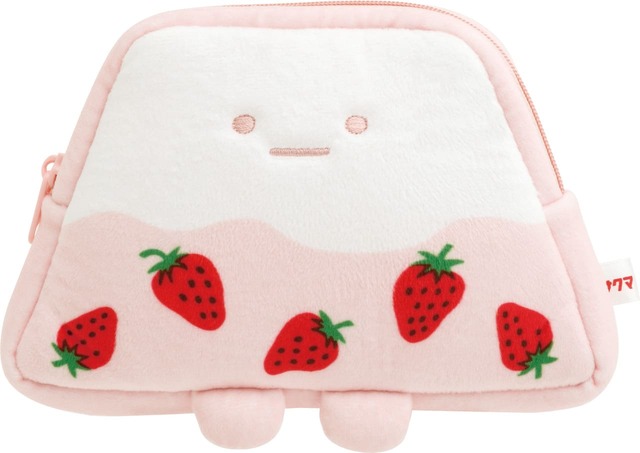 【すみっコぐらし×サクマいちごみるくキャンディ】「ぬいぐるみポーチ」2,200円　やま（いちごみるく）