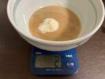 【豆乳プリン】小数点第一位を表示しない秤なので、ほぼ目分量