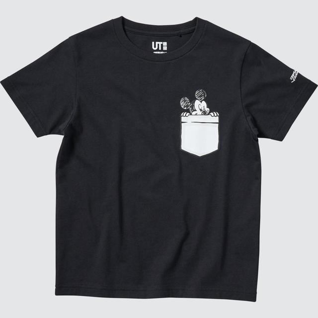 KIDS モノクローム ミッキーマウス アート バイ ジョシュア・ヴィーダス UT グラフィックTシャツ（半袖）