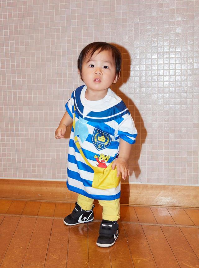 110センチのワンサイズ。小さいお子さんでも、ちょっと長めになってかわいらしい感じになります。