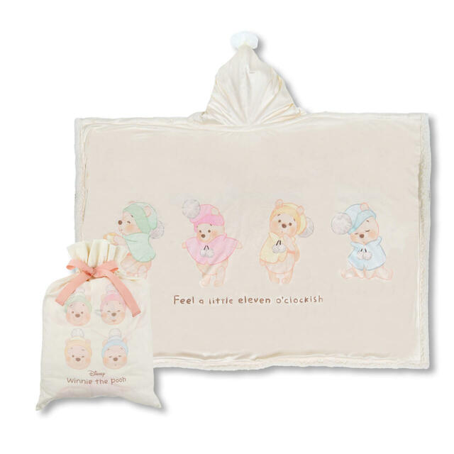 プーさん ブランケット フード 巾着入り WHITE POOH 4,400円