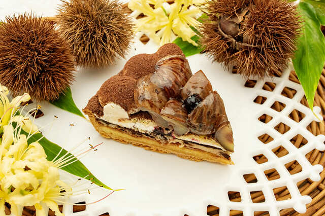 【京都府産 丹波栗とマロンクリームタルト】アーモンドクリームと濃厚なマロンクリーム合わせ、京都府産の丹波栗を飾ったタルト