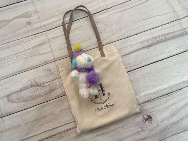 A4サイズが入るトートバッグにつけてみました♪