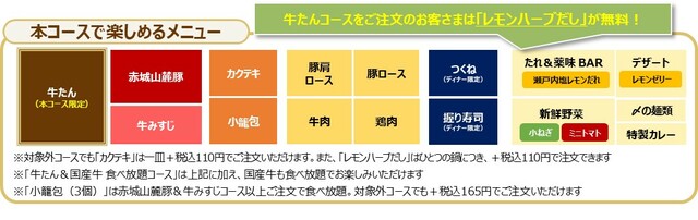 「​​​『牛たん 食べ放題コース』で楽しめるメニュー」＜期間：2026年5月14日〜7月中旬（予定）＞【しゃぶ葉の「初夏の牛たんフェア」が今年も復活！新たに「牛テールだし」と「瀬戸内塩レモンだれ」が登場】