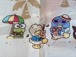 ヤシの木を背景に楽しそうなはぴだんぶいのみんながキュート!