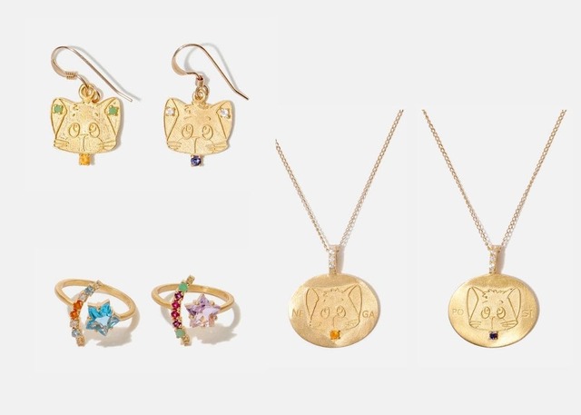 【魔法の天使クリィミーマミ】「＜クイ / Kui Co.＞ネガポジ 天然石ピアス/イヤリング」19,800円、「＜クイ / Kui Co.＞天然石 マミリング」「＜クイ / Kui Co.＞天然石 優リング」各27,500円、「＜クイ / Kui Co.＞　ネガポジ 天然石ネックレス」19,800円